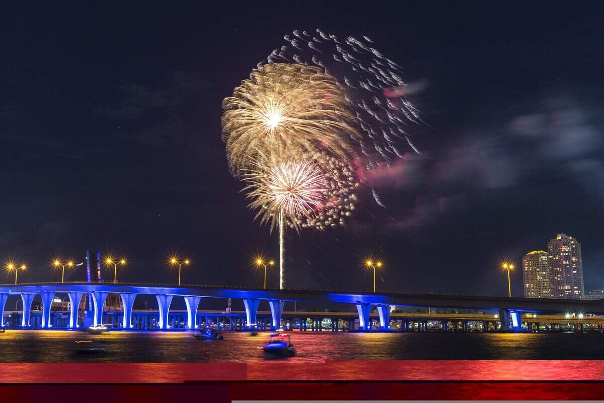 A view of the Bayfront Park fireworks as Miami celebrates Independence Day in downtown on July 4, 2017.